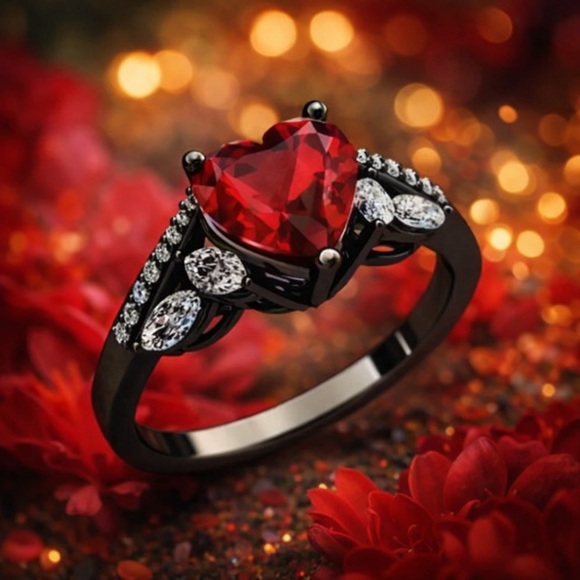 Anthropologie Jewelry - Elegant Red Heart Ring.